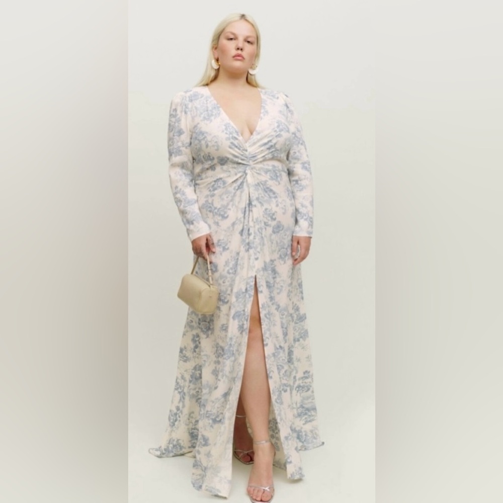 New Reformation Gatsby Floral Blue and White Dress In Size 18